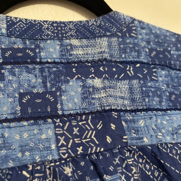 J.McLaughlin Nylee Linen Sleeveless Dress Blue Diamond Patch S NWT - Picture 9 of 9